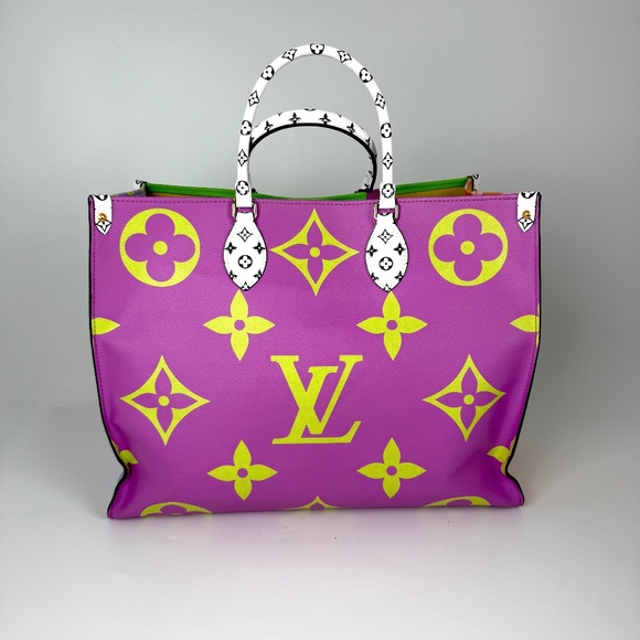 Authentic Louis Vuitton Pink Lilac Green Monogram Giant OnTheGo Multicolor Tote - Picture 1 of 9